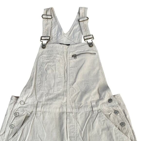 VTG Y2K No Boundaries Cream Baggy Corduroy Carpenter Overalls Cream, Juniors XL - Picture 6 of 7